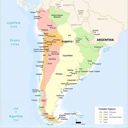 Mapa detallado de Argentina mostrando sus diversas regiones y puntos de inter&eacute;s tur&iacute;stico